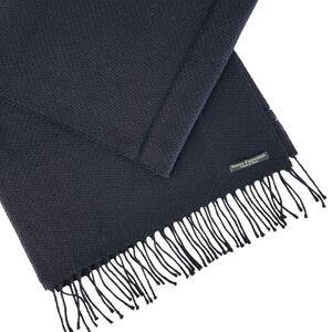 ROSSO FIORENTINO Navy Blue 100% Wool Fringe Scarf